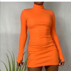 Orange turtleneck dress